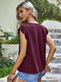 Spliced Lace Round Neck Flutter Sleeve Top • More Colors