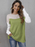 Color Block Round Neck Dropped Shoulder Sweater • More Colors
