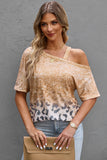 Leopard Asymmetrical Neck Cold-Shoulder Top • More Colors