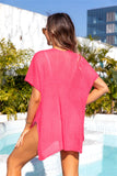 Slit V-Neck Short Sleeve Cover Up • More Colors