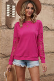 Dropped Shoulder Openwork Round Neck Sweatshirt • More Colors
