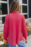 Waffle-Knit Collared Neck Dropped Shoulder Shirt • More Colors