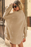 Waffle-Knit Collared Neck Dropped Shoulder Shirt • More Colors