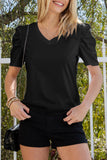 Puff Sleeve V-Neck Tee • More Colors