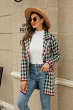 Printed Open Front Lapel Collar Cardigan with Pockets • More Colors