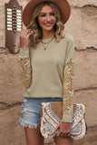 Dropped Shoulder Openwork Round Neck Sweatshirt • More Colors
