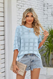 Ribbed Trim Round Neck Knit Top • More Colors