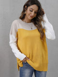 Color Block Round Neck Dropped Shoulder Sweater • More Colors