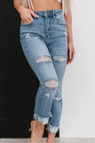 RISEN Taking It Easy Distressed Straight Leg Jeans