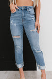 RISEN Taking It Easy Distressed Straight Leg Jeans