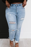 RISEN Taking It Easy Distressed Straight Leg Jeans