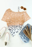 Leopard Asymmetrical Neck Cold-Shoulder Top • More Colors