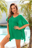 Slit V-Neck Short Sleeve Cover Up • More Colors