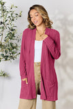 Basic Bae Ribbed Open Front Cardigan with Pockets • More Colors