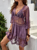 Lace Detail Plunge Cover-Up Dress • More Colors