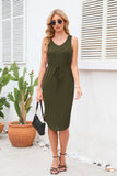 Drawstring V-Neck Wide Strap Dress • More Colors