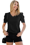Puff Sleeve V-Neck Tee • More Colors