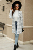 Printed Open Front Lapel Collar Cardigan with Pockets • More Colors