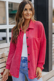 Waffle-Knit Collared Neck Dropped Shoulder Shirt • More Colors