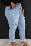 RISEN Taking It Easy Distressed Straight Leg Jeans