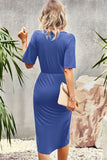 Surplice Neck Dropped Shoulder Ruched Dress • More Colors