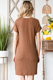 Ribbed Round Neck Short Sleeve Dress