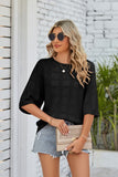 Ribbed Trim Round Neck Knit Top • More Colors