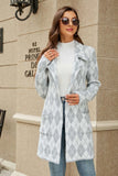 Printed Open Front Lapel Collar Cardigan with Pockets • More Colors