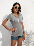 Half-Zip Short Sleeve Hooded Top • More Colors