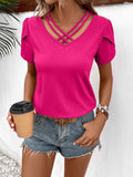 Strappy V-Neck Petal Sleeve Top • More Colors