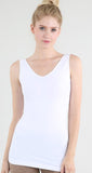 Reversible Comfort Stretch Tank - White