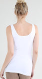 Reversible Comfort Stretch Tank - White