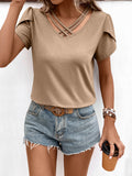 Strappy V-Neck Petal Sleeve Top • More Colors