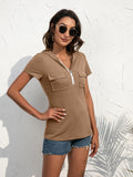 Half-Zip Short Sleeve Hooded Top • More Colors