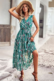 Floral Belted Surplice Sleeveless Tiered Dress • More Colors