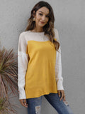 Color Block Round Neck Dropped Shoulder Sweater • More Colors