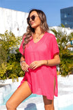 Slit V-Neck Short Sleeve Cover Up • More Colors