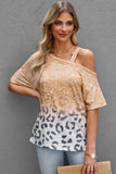 Leopard Asymmetrical Neck Cold-Shoulder Top • More Colors