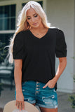 Puff Sleeve V-Neck Tee • More Colors