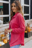 Waffle-Knit Collared Neck Dropped Shoulder Shirt • More Colors
