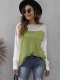 Color Block Round Neck Dropped Shoulder Sweater • More Colors