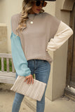 Color Block Round Neck Dropped Shoulder Sweater • More Colors