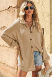 Waffle-Knit Collared Neck Dropped Shoulder Shirt • More Colors