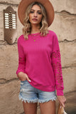 Dropped Shoulder Openwork Round Neck Sweatshirt • More Colors