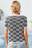 Checkered Short Sleeve Knit Top • More Colors