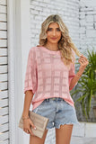 Ribbed Trim Round Neck Knit Top • More Colors
