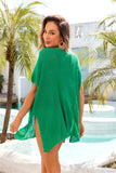 Slit V-Neck Short Sleeve Cover Up • More Colors