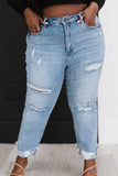 RISEN Taking It Easy Distressed Straight Leg Jeans