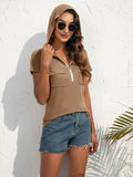 Half-Zip Short Sleeve Hooded Top • More Colors