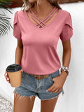 Strappy V-Neck Petal Sleeve Top • More Colors